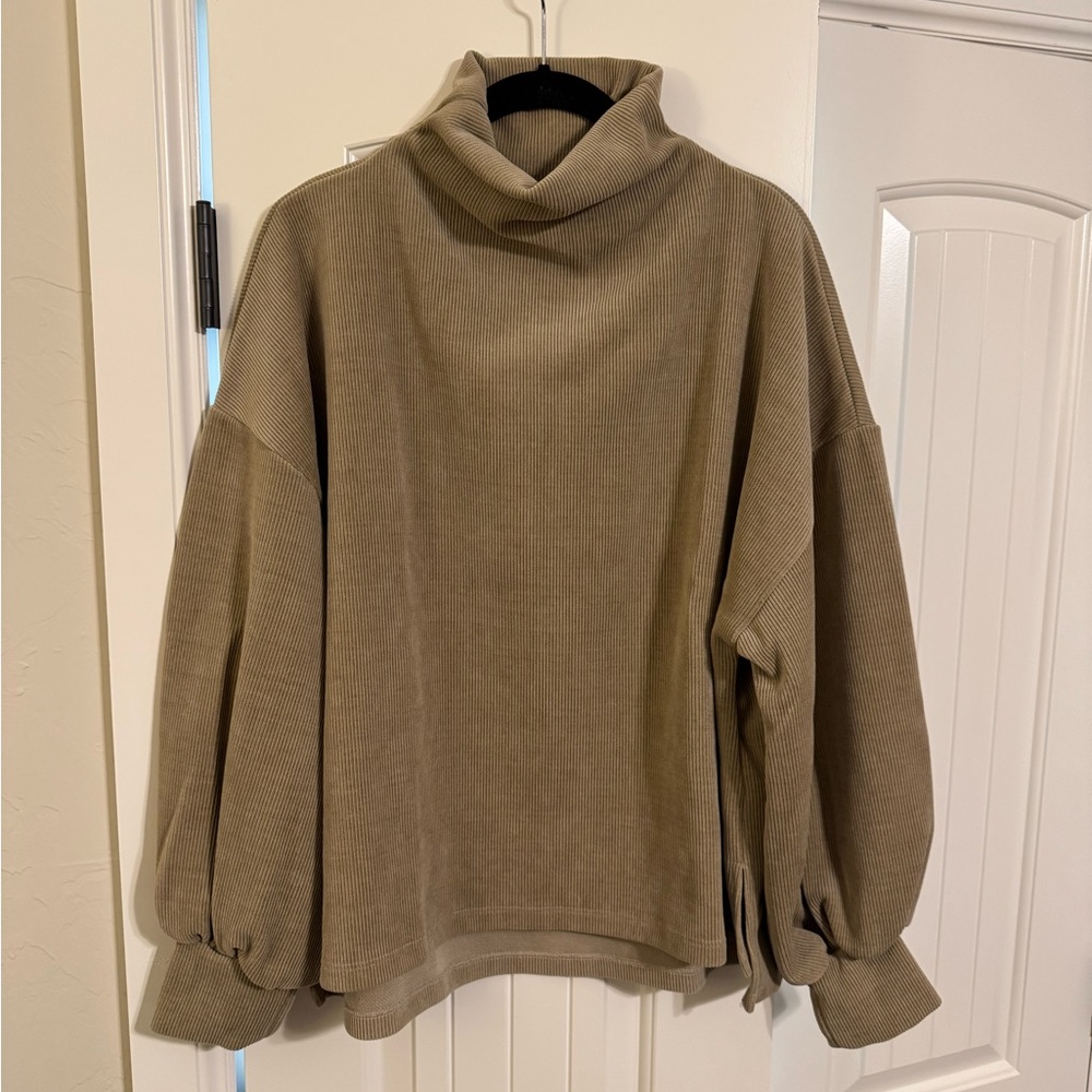 Elegant Taupe Cowl Neck Sweater